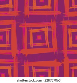 Hand painted textured geometric seamless pattern