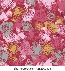 Hand painted textured  seamless pattern in  pink tones. All objects are conveniently grouped  and are easily editable.