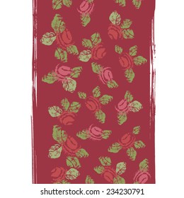 Hand painted textured shabby roses seamless border . All objects are conveniently grouped  and are easily editable.