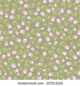 Hand painted textured small stylized flowers vector seamless pattern. Made in retro style
