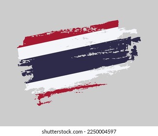 Hand painted Thailand grunge brush style flag on solid background