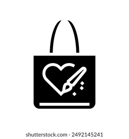 Handgemalte Tasche DIY Mode Handgemachte Glyph Icon Vektorgrafik. Handgemalte Tasche DIY Mode Handgemachtes Zeichen. Isolierte Symbolillustration