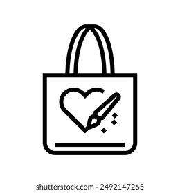 hand painted tote bag diy fashion handmade line icon vector. hand painted tote bag diy fashion handmade sign. isolated contour symbol black illustration