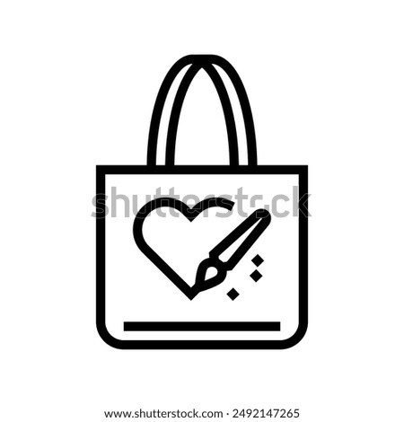 hand painted tote bag diy fashion handmade line icon vector. hand painted tote bag diy fashion handmade sign. isolated contour symbol black illustration