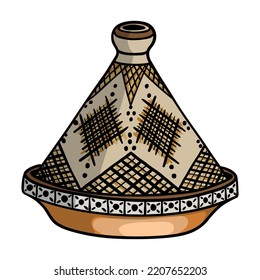 Hand Painted Traditional Algerian Ceramic Cooking Tagine