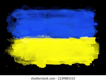 Hand painted Ukraine flag on a black background