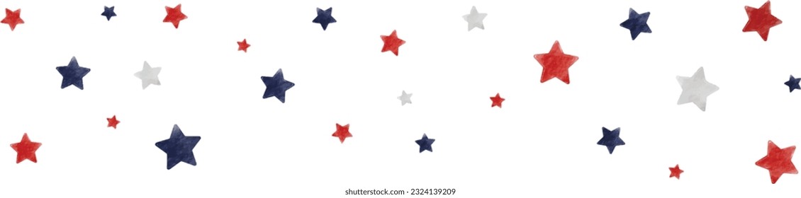 Hand painted USA flag star watercolor  brush paint isolate on white background.4th of July. Vector illustration. 