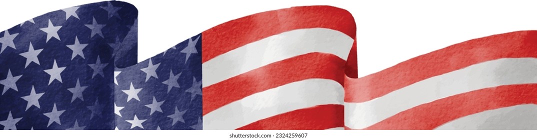 Handbemalte US-Flagge Aquarellmalerei einzeln auf weißem Hintergrund. Vektorgrafik 