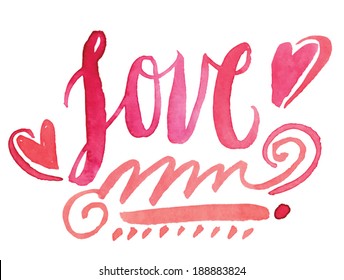 Hand Painted Valentines Day Card Love Vector Calligraphy. 