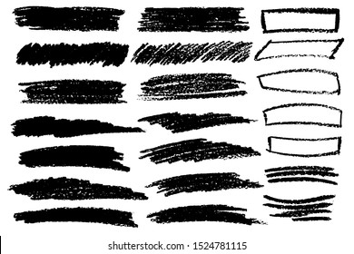 Hand painted various shapes for backdrops. Vector textured one color elements for designs. Simple textured backgrounds.