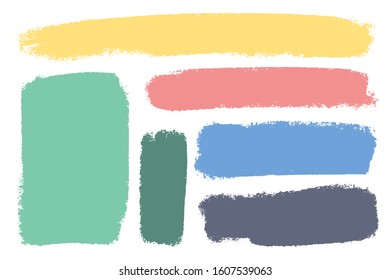 Hand painted various shapes for backdrops. Vector textured different color elements for designs. Simple textured backgrounds.