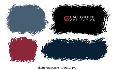 Hand painted various shapes for backdrops. Vector textured different color elements for designs. Simple textured backgrounds.