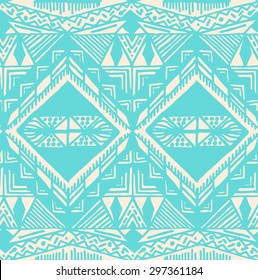 Hand painted vector aztec tribal native american seamless textile surface pattern