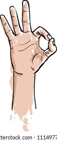 hand painted vector hand gesture: diver ok