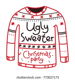 Hand painted vector illustration with ugly sweater. Design for clothing