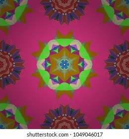 Hand painted vector mandala, colored on magenta, green and violet colors, indian peacock, indian pattern, colored mandala, mandala peacock.