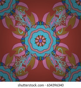 Hand painted vector mandala, colored on green background, indian peacock, indian pattern, colored mandala, mandala peacock.