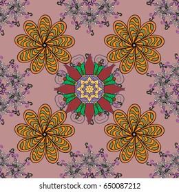 Hand painted vector mandala, colored on red background, indian peacock, indian pattern, colored mandala, mandala peacock.