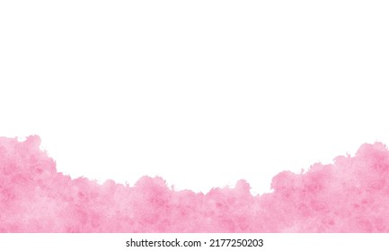 Hand Painted Vector Pink Watercolor Border Texture Isolated On The White Background. 
