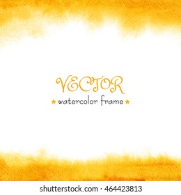 Hand painted vector red-orange watercolor delicate frame.Hand drawn fiery abstract background with blurred  soft edges.Ombre watercolour flamy texture.Yellow, orange, sand, solar, fiery design element