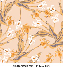 hand painted vector roses pattern. vintage flowers seamless background