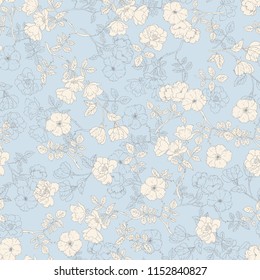 hand painted vector roses pattern. vintage flowers seamless background