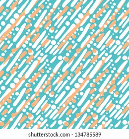 Hand painted vector seamless pattern with random brushstrokes & dots. Texture for web, print, home decor, textile, wrapping paper, wallpaper, invitation card background, spring summer fashion fabric.