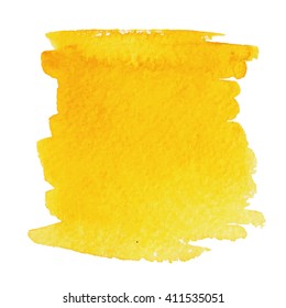 Hand painted vector yellow watercolor background. Watercolor brush strokes. 