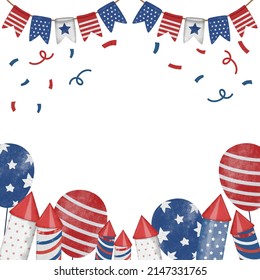 Hand painted watercolor 4th of july - independence day Background