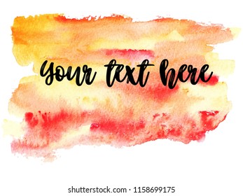 Hand painted watercolor background. Abstract texture. Isolated. Red, orange, yellow. Gradient, оmbre. Isolated. Vector.