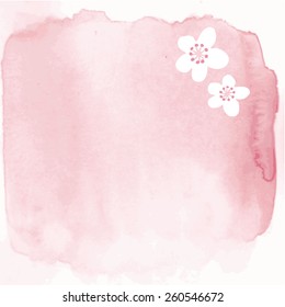 Hand painted watercolor background with japanese cherry blossoms, vector illustration card, invitation