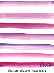 Hand painted watercolor background. Striped background, gradient. Burgundy, pink, purple. Vector.