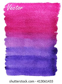 Fondo acuático pintado a mano. Textura de color de agua. Rosa, morado. Degradado. Vector.