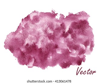 Hand painted watercolor background. Watercolor texture. Burgundy, wine. Vector.