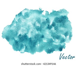 Hand painted watercolor background. Watercolor texture. Blue, cloud.. Vector.