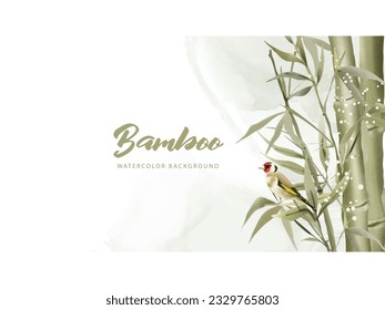 hand painted watercolor bamboo background