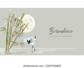 hand painted watercolor bamboo background