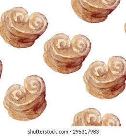 Hand painted watercolor cakes pattern. Seamless vector illustration