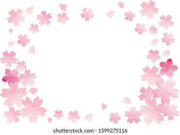Hand painted watercolor cherry blossom frame