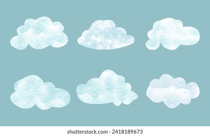 Hand painted watercolor cloud clipart set