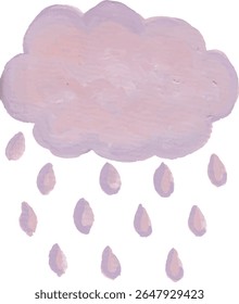 Hand painted watercolor cloud and rain drops