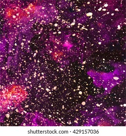 Hand painted watercolor cosmic texture with stars.