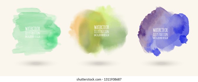 Hand painted watercolor elements set, abstract watercolor background, vector illustration
