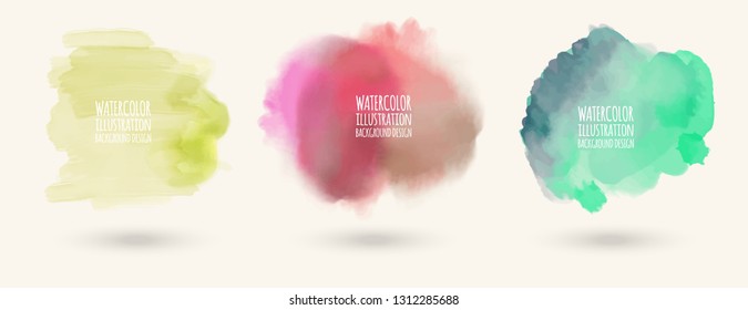 Hand painted watercolor elements set, abstract watercolor background, vector illustration