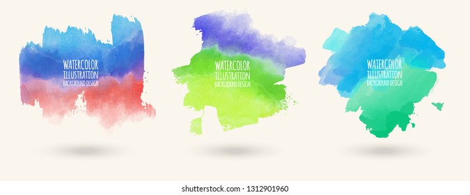 Hand painted watercolor elements set, abstract watercolor background, vector illustration