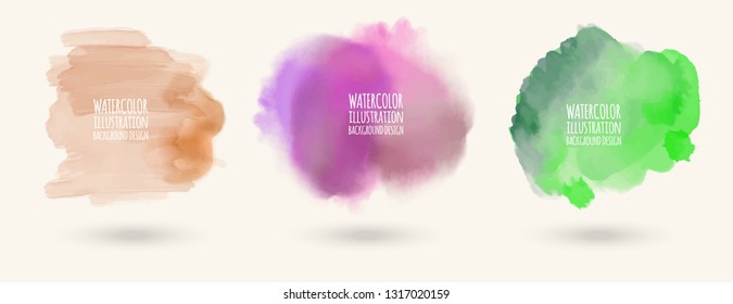 Hand painted watercolor elements set, abstract watercolor background, vector illustration