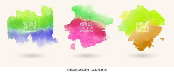 Hand painted watercolor elements set, abstract watercolor background, vector illustration