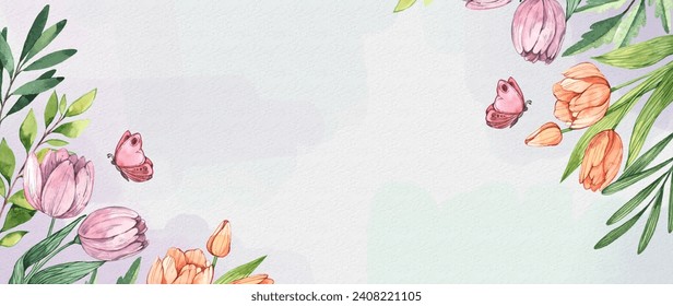 Hand painted watercolor floral background vector design in eps 10