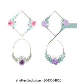 Hand painted watercolor floral frame collection