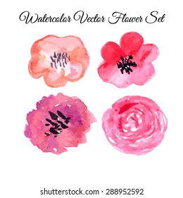 Hand painted watercolor Flower set. Vector illustration